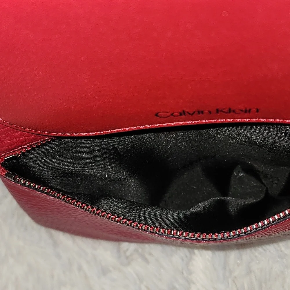 Calvin Klein Dark Red Faux Leather Backpack